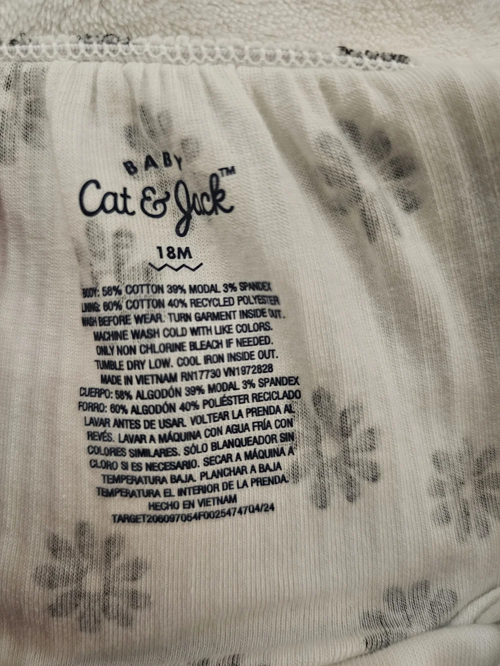 Cat & Jack Cream Floral Baby Romper
